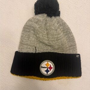 '47 Steelers Gray and Black Beanie with Pom-Pom